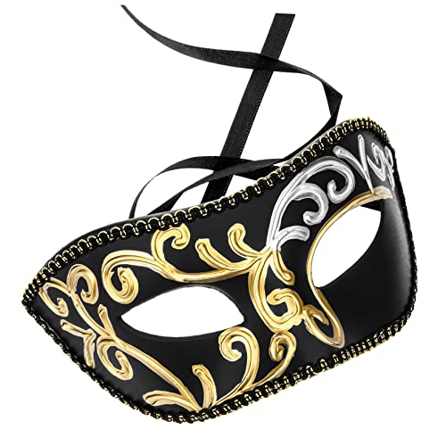 FRCOLOR Venezianische Halbmaske im Vintage Stil für Herren Dekorative Cosplay Maske für Karneval Halloween und Festlichkeiten für Maskenbälle und Themenpartys von FRCOLOR