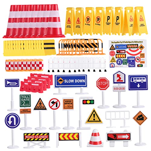FRCOLOR Verkehrsschilder Spielset für Straßenzeichen Modelle und Teile Verkehrszeichen Lehrreiches Ampelspielzeug für Jungen und Mädchen für Kreative Rollenspiele von FRCOLOR
