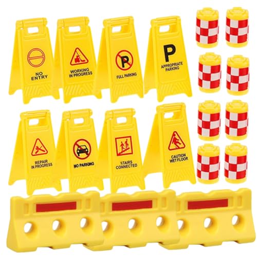FRCOLOR Verkehrszeichen Spielset Teilig Miniatur Straßenschilder Verkehrssicherheits Kunststoff Leicht Robust für Rollenspiele und Pädagogisches Lernen Drinnen und Draußen von FRCOLOR