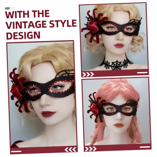 FRCOLOR Vintage Halloween Masquerade Halbgesichts Spinnen Maske mit Glitzersteinen Cosplay Prop für Karneval Kostümpartys und Maskeraden Damen Hexen Design Stabile Verarbeitung von FRCOLOR