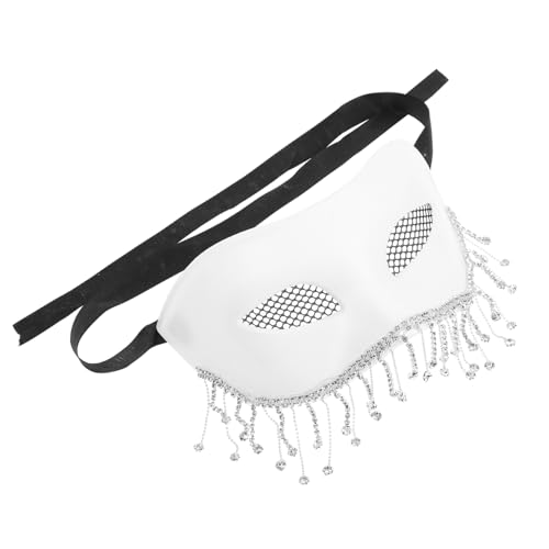 FRCOLOR Vintage Strass Maske für Erwachsene Halbe Gesichtsmaske mit Kette für Halloween Karneval und Theateraufführungen Kreativ Gestaltbare Maske für Stilvolle Events von FRCOLOR