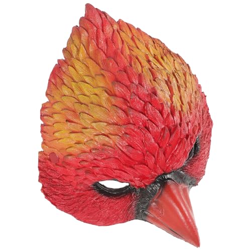 FRCOLOR Vogelkopf Maske Karneval Tiermaske aus PU Material Rote Tiergesichtsmaske Lustige Verkleidung für Party und Kostümfest von FRCOLOR