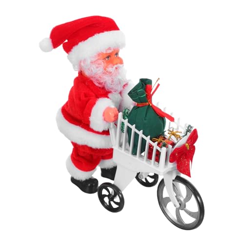 FRCOLOR Weihnachtlicher Animierter Weihnachtsmann mit Eingebauter Musik und Beweglichem Einkaufswagen Kindersicheres Weihnachtsdekorationsspielzeug für Festliche und Familienfeiern von FRCOLOR