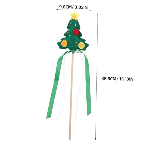 FRCOLOR Weihnachtlicher Feenstab Party Cosplay Weihnachtsbaum Design Bühnenauftritt Dekoratives Zauberstab mit Band Weihnachtsfeenstab Grün von FRCOLOR