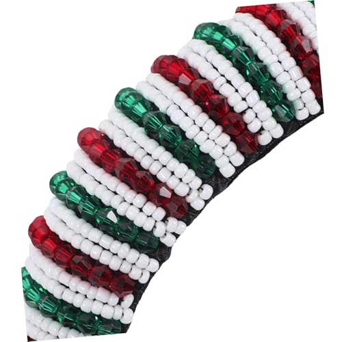 FRCOLOR Weihnachtliches Damen Stirnband Perlen Handgefertigt Komfortabel Leicht Xmas Party Haarschmuck Festlicher Haarreif Rot Grün Retro von FRCOLOR