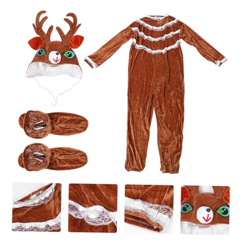 FRCOLOR Weihnachtliches Elch-cosplay Kostüm für Erwachsene Bequemes Warmes Bühnenkostüm für Weihnachtsfeiern Aufführungen und Festliche Familienzusammenkünfte von FRCOLOR