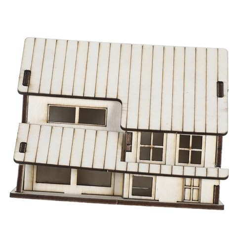FRCOLOR Weihnachtliches Holz Miniaturhaus Beige Dekoratives Dorfmodell Fertiggestellt Rustikales Holzhaus für Weihnachtsdeko und Puppenhaus Szene von FRCOLOR