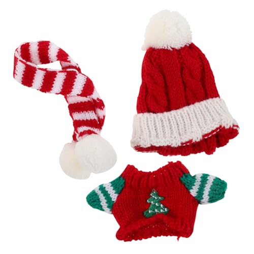 FRCOLOR Weihnachts Puppenbekleidung Set aus Weichem Wollgarn mit Pullover Schal und Mütze Kuschelige Plüsch Dekoration für Festliche Feiertage Interaktives Spiel und Familienzeit von FRCOLOR