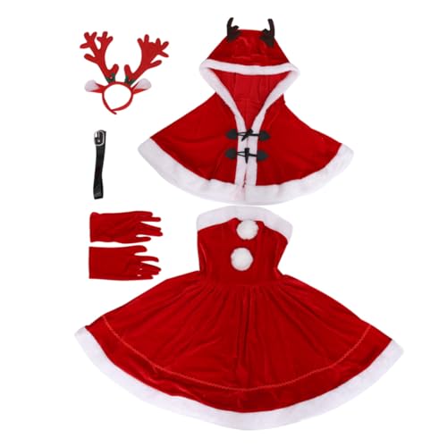 FRCOLOR Weihnachtskostüm Damen Elch Kleid aus Bequemes Cosplay Kostüm mit Weißem Saum Festliches Party Outfit für Weihnachtsfeier Langlebig und Leicht Wahl für Festliche Anlässe von FRCOLOR
