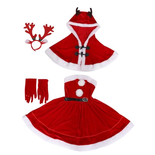 FRCOLOR Weihnachtskostüm Damen Elch Prinzessin Kleid Rot Festliches Cosplay Party Outfit Weihnachtsfeier Bühnenauftritt von FRCOLOR