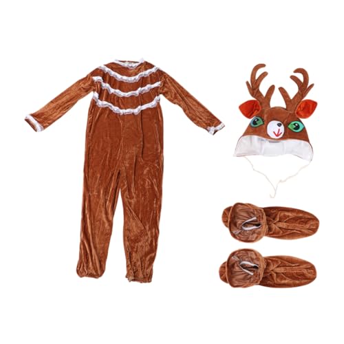 FRCOLOR Weihnachtskostüm Elch Erwachsene Karneval Cosplay Jumpsuit Einteilig Komfortabel Festliche Party Kleidung von FRCOLOR