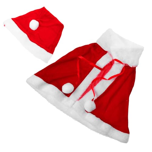 FRCOLOR Weihnachtsmann Umhang Santa Kostüm Cape und Mütze Farbenfrohes Weihnachtskostüm für Jungen und Mädchen Warmes Party Outfit für Weihnachten und Cosplay von FRCOLOR