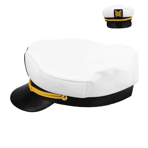FRCOLOR Weisse Nautische Kapitänsmütze mit Verstellbarem Band Besticktes Segler Design Atmungsaktives Material für Damen Herren Passend für Kostüm und Partyanlässe FRCOLOR Weisse Nautische Kapitänsmütze mit Verstellbarem Band Besticktes Segler Design Atmungsaktives Material für Damen Herren Passend für Kostüm und Partyanlässe von FRCOLOR