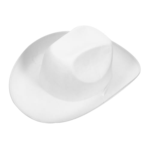 FRCOLOR Weißer Filz Cowboyhut mit Verstellbarem Nackenband Unisex Western Hut für Damen und Herren Party und Cosplay Accessoire Geeignet für Erwachsene und Jugendliche von FRCOLOR