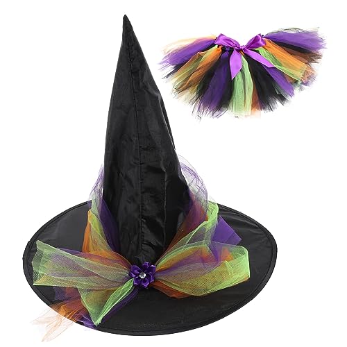 FRCOLOR Wiederverwendbares Hexenkostüm für Mädchen Elegantes Halloween Outfit mit Hut für Kostümpartys Maskeraden und Geburtstagsfeiern S von FRCOLOR