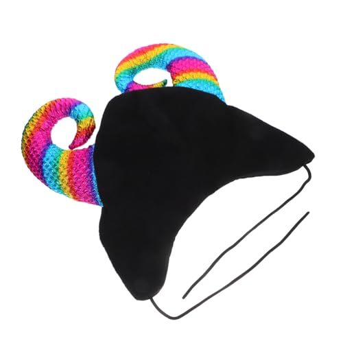 FRCOLOR Winter Warmer Cow Horn Beanie Mütze mit Kinnriemen Weiche Leichte Party Kopfbedeckung für Mädchen Vielseitiger Lustiger Halloween Cosplay Hut für Indoor und Outdoor Veranstaltungen von FRCOLOR