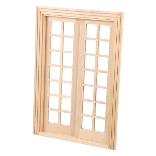 FRCOLOR Zubehör für Puppenhäuser klein Dekoration Bausatz Miniatur Material einfach Stütze Szene Mini-Möbeldekor Puppenhausbauzubehör Mini Haustür Möbelmodell hölzern Khaki von FRCOLOR