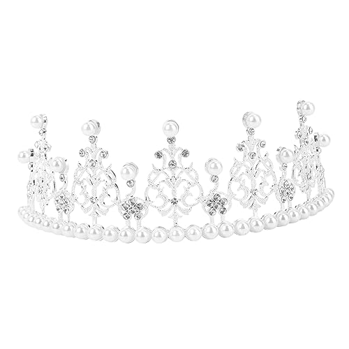 FRCOLOR Tiara-Krone Kuchendekoration Hochzeit Hochzeitsdekoration Kopfschmuck aus Perlen Kronenschmuck Kuchen Krone Geburtstagskuchendekoration Eisenblech schmücken Kopfbedeckung von FRCOLOR