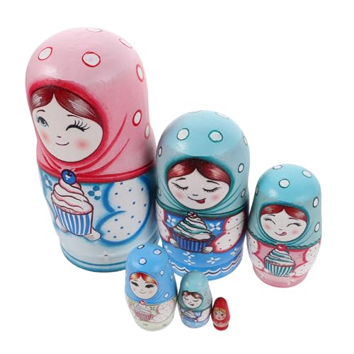 FRCOLOR handgemachtes Russisches Nistpuppenspielzeug Russisches Nistspielzeug aus Holz handgefertigte russische Nistpuppen Spielzeugpuppe aus Holz hölzern von FRCOLOR