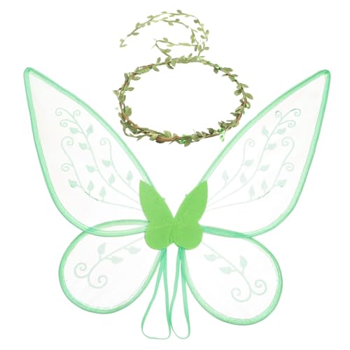 FRCOLOR mit Grünem Blumenkranz Leichte Gauze Flügel für Mädchen Cosplay Party Kostümzubehör Praktisches und Langlebiges Fee Flügel Accessoire für Festivals und Bühnenauftritte FRCOLOR mit Grünem Blumenkranz Leichte Gauze Flügel für Mädchen Cosplay Party Kostümzubehör Praktisches und Langlebiges Fee Flügel Accessoire für Festivals und Bühnenauftritte von FRCOLOR