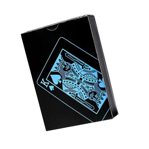 FRCOLOR wasserdichte PVC Poker Spielkarten Set Blau Langlebige Biegsame Kunststoffkarten mit Papierbox Wiederverwendbar für Familie und Freunde Kreatives Design von FRCOLOR