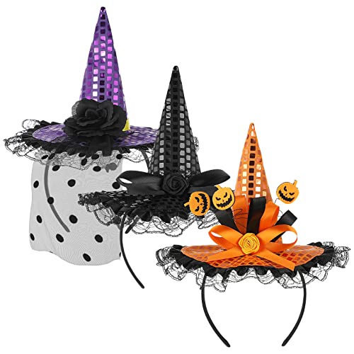 Halloween-Stirnbänder, 3 Stücke Hexenhut Halloween Kostüm Haarreif Stirnband Party Haarschmuck für Kostüm Halloween Party Karneval Halloween-Stirnbänder, 3 Stücke Hexenhut Halloween Kostüm Haarreif Stirnband Party Haarschmuck für Kostüm Halloween Party Karneval von FRCOLOR