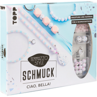 TOPP 18251 Terrazzo-Schmuckset Ciao, Bella! (pastellig/ Blau) mit Anleitung von FRECHVERLAG