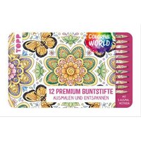 TOPP 18431 Colorful World Designdose mit 12 Buntstiften - 12 Premium Buntstifte mit weichen Minen und 10 Ausmalbildern in Designdose TOPP 18431 Colorful World Designdose mit 12 Buntstiften - 12 Premium Buntstifte mit weichen Minen und 10 Ausmalbildern in Designdose von FRECHVERLAG