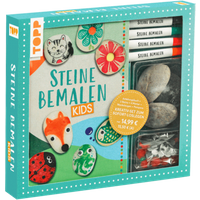 TOPP 29191 Kreativ-Set: Steine bemalen Kids mit Wackelaugen, Pompons, Anleitungsbuch & Material von FRECHVERLAG