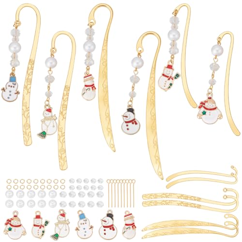 FREEBLOSS 6er Metall-Lesezeichen-Set mit Schneemann-Anhängern und Handwerksbox von FREEBLOSS