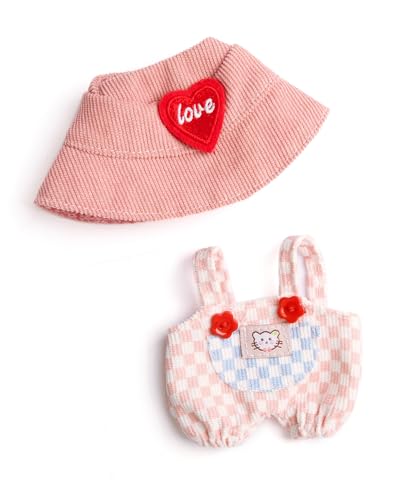 Niedliches Kleidungsset für 17 cm große Puppe, schickes Puppen-Outfit mit rosa und weiß kariertem Strampler und rosa Hut, Kawaii-Puppenkleidung, Zubehör für Sammler & Fans Niedliches Kleidungsset für 17 cm große Puppe, schickes Puppen-Outfit mit rosa und weiß kariertem Strampler und rosa Hut, Kawaii-Puppenkleidung, Zubehör für Sammler & Fans von FREEYE