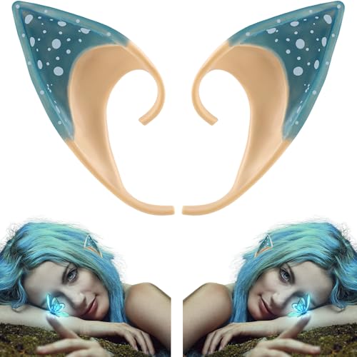 FRESHME Blaue Feen-Elfenohren – Pilz-Kurzstil, weich, spitz, Fee, Pixie-Ohren für Damen, Erwachsene, Elfenohren, Renaissance, Renfaire, Meerjungfrau, Pilz, Cosplay, Kostüm, Maskerade-Zubehör FRESHME Blaue Feen-Elfenohren – Pilz-Kurzstil, weich, spitz, Fee, Pixie-Ohren für Damen, Erwachsene, Elfenohren, Renaissance, Renfaire, Meerjungfrau, Pilz, Cosplay, Kostüm, Maskerade-Zubehör von FRESHME