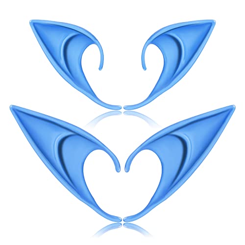 FRESHME Cosplay Zubehör Weiche Feenohren - 2 Paar Blaue Elfenohren Kostüm Make-up Renaissance Cosplay Dress Up Halloween Zubehör Elfen Vampir Feenohren für Maskerade FRESHME Cosplay Zubehör Weiche Feenohren - 2 Paar Blaue Elfenohren Kostüm Make-up Renaissance Cosplay Dress Up Halloween Zubehör Elfen Vampir Feenohren für Maskerade von FRESHME