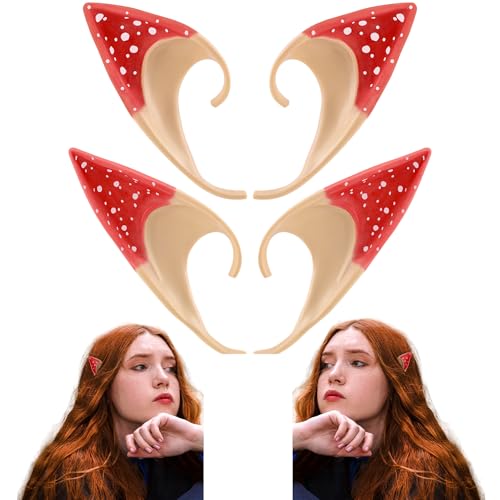FRESHME Pilz Fee Elfenohren - 2 Paar kurze und lange rote Feenohren Set Pixie Ohren Wald Wald Elfen Ohren für Frauen Renaissance Renfaire Maskerade Kostüm Vampir Cosplay Anime Zubehör FRESHME Pilz Fee Elfenohren - 2 Paar kurze und lange rote Feenohren Set Pixie Ohren Wald Wald Elfen Ohren für Frauen Renaissance Renfaire Maskerade Kostüm Vampir Cosplay Anime Zubehör von FRESHME