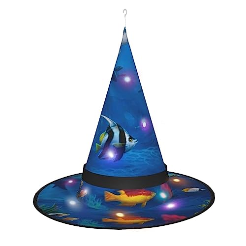 FRESQA Bunter Ozean-Thema, Halloween, Erwachsene, böser Hexenhut, als Dekoration, Hexenkostüm für Halloween, Cosplay, Party FRESQA Bunter Ozean-Thema, Halloween, Erwachsene, böser Hexenhut, als Dekoration, Hexenkostüm für Halloween, Cosplay, Party von FRESQA