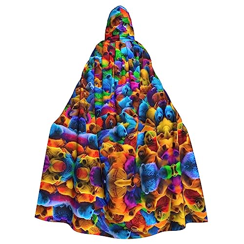FRESQA Colorful Bears Exquisiter Kapuzenumhang für Erwachsene, ultimativer Rollenspiel-Umhang, perfekt für einen Vampir-Look von FRESQA