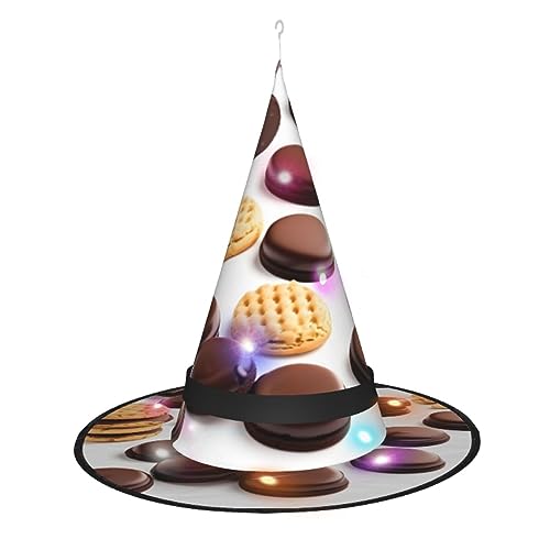 FRESQA Cookies Food Schokoladenkekse, magisches Halloween-Kostüm-Zubehör mit LED-Lichtern, bequeme Oxford-Stoff-Konstruktion von FRESQA
