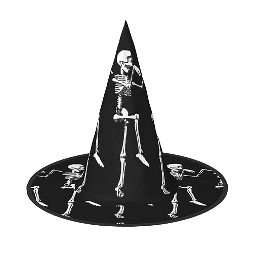 FRESQA Halloween beweglicher Skelett-Schädel Stilvoller Hexenhut für Damen, Kostüm für Halloween, beste Halloween-Party-Hut von FRESQA