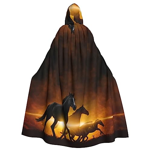 FRESQA Pferde, rote leuchtende Wolken, Unisex, langer Umhang, Polyester, Cosplay-Kostüme, Weihnachten, Halloween, Party, Vampirumhang FRESQA Pferde, rote leuchtende Wolken, Unisex, langer Umhang, Polyester, Cosplay-Kostüme, Weihnachten, Halloween, Party, Vampirumhang von FRESQA