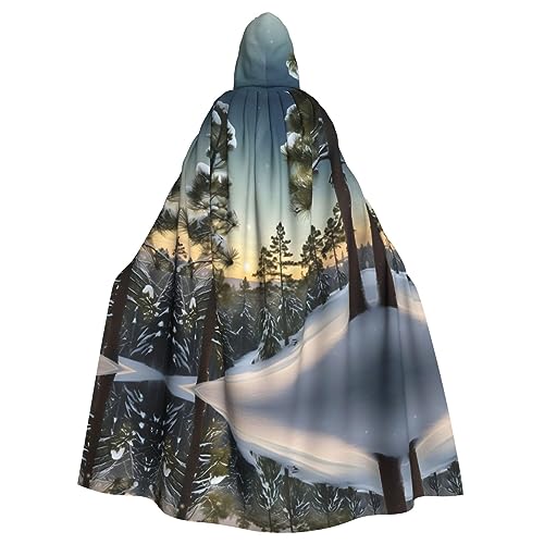 FRESQA Pine Needle Tree Winter Landscape Print Exquisite Adult Hooded Cape-Ultimate Roleplay Cloak, Perfect For A Vampirlook von FRESQA