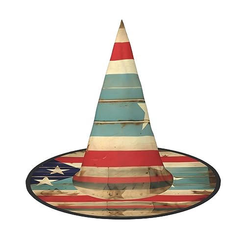 FRESQA Puerto Rico-Flagge, schicker Halloween-Hexenhut für Damen, Top Wahl für das beste Halloween-Kostüm-Ensemble von FRESQA