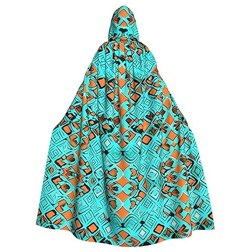 FRESQA Turquoise Wonders Unisex-Umhang mit Kapuze, langer Polyester-Umhang, Cosplay-Kostüme, Weihnachten, Party, Vampir-Umhang von FRESQA