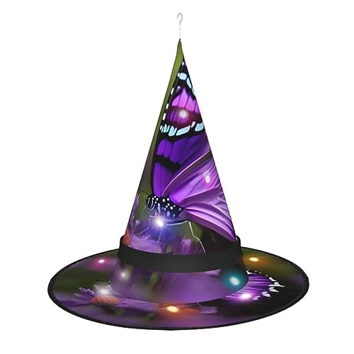 FRESQA Wunderschöner violetter Schmetterling, magisches Halloween-Kostüm-Accessoire mit LED-Lichtern, bequeme Oxford-Stoff-Konstruktion von FRESQA