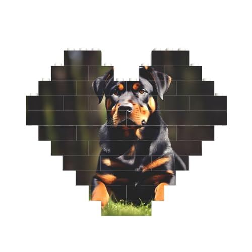 Rottweiler Tapete Herzförmiges Baustein-Puzzle-Ein perfekter Begleiter für Familie Freizeit & Unterhaltung von FRESQA