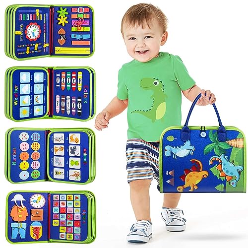 FREYBLI Busy Board Montessori Spielzeug für Kleinkinder 5-Schichten, Activity Board Montessori Spielzeug Baby ab 1 2 3 4 Jahre Junge, Grundkenntnisse Erlernen, Geschenk für Jungen von FREYBLI
