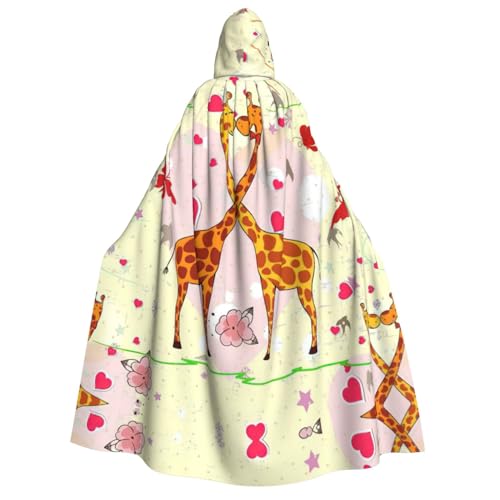 Damen-Kapuzenumhang mit Giraffen-Herz-, Blumen- und Schmetterlings-Aufdruck, Karnevals-Umhang, Erwachsenen-Kapuzenumhang, für Halloween, Cosplay-Kostüme von FRGMNT