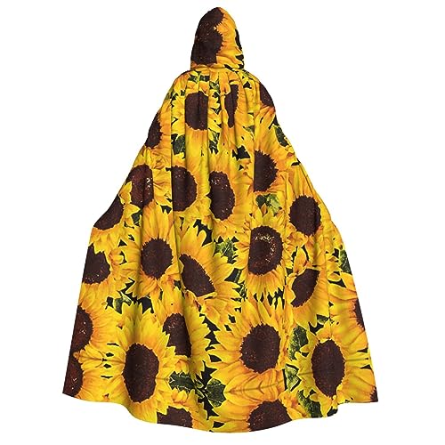 FRGMNT Damen-Kapuzenumhang mit gelbem Sonnenblumen-Aufdruck, Karnevals-Umhang, Erwachsenen-Kapuzenumhang, für Halloween, Cosplay-Kostüme von FRGMNT
