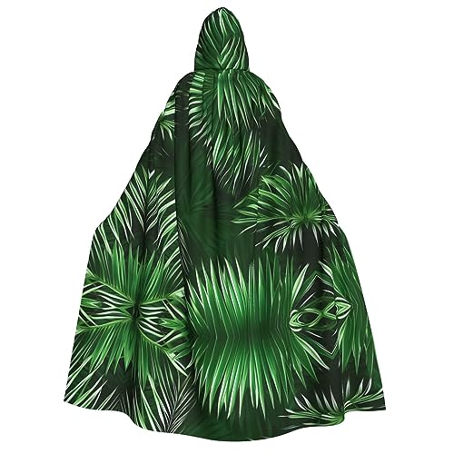 FRGMNT Herren-Kapuzenumhang mit grünen Blättern der Palme, tropische Pflanzen, Cosplay-Kostüm, Umhang, Halloween-Kostüm, Kapuzenuniform von FRGMNT
