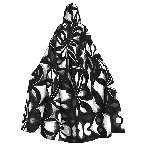 FRGMNT Herren-Kapuzenumhang mit schwarzem und weißem Muster, Cosplay-Kostüm, Umhang für Halloween, Kapuzenuniform von FRGMNT