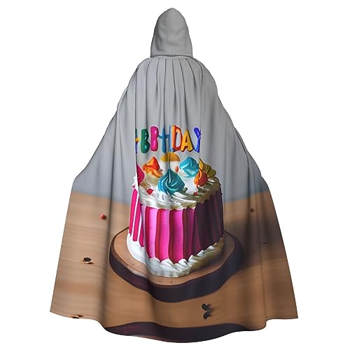 FRGMNT Kapuzenumhang mit Aufschrift "Happy Birthday", Unisex, mit Kapuze, perfekt für Karneval, Fasching, Cosplay von FRGMNT